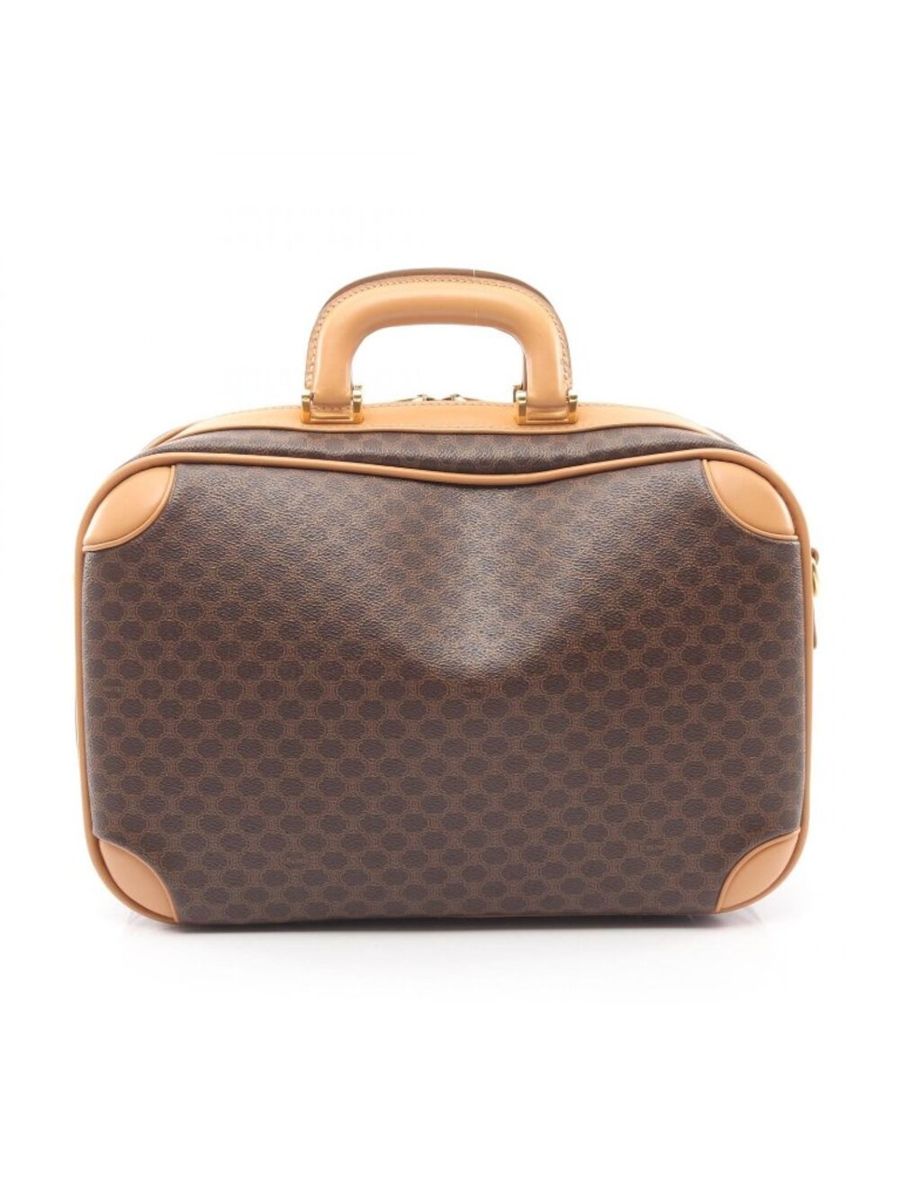 Celine Briefcase Macadam Dark Brown Canvas Leather 2-Way
